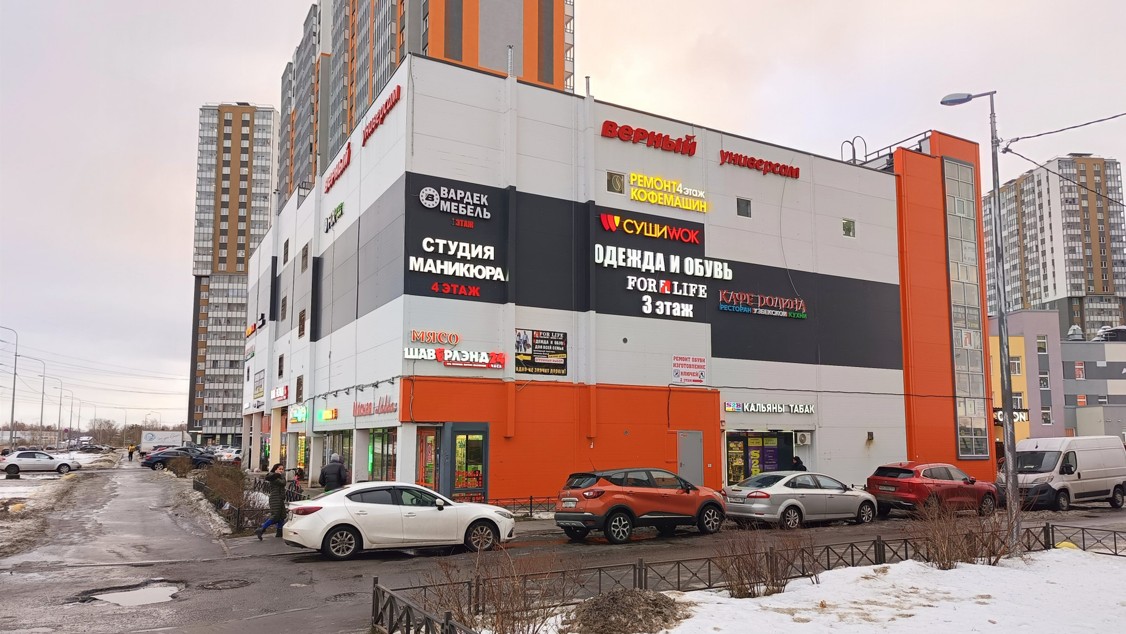 фасад дома, здание по адресу г Санкт-Петербург, Муринская дорога, д 16 к 3 стр 1